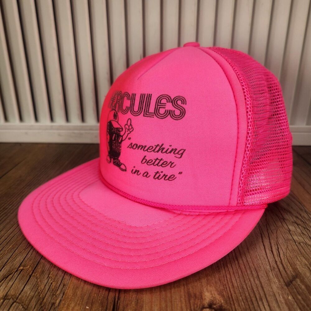 VTG Hercules Tires "Something better in a tire" Snapback Trucker Hat Cap Pink